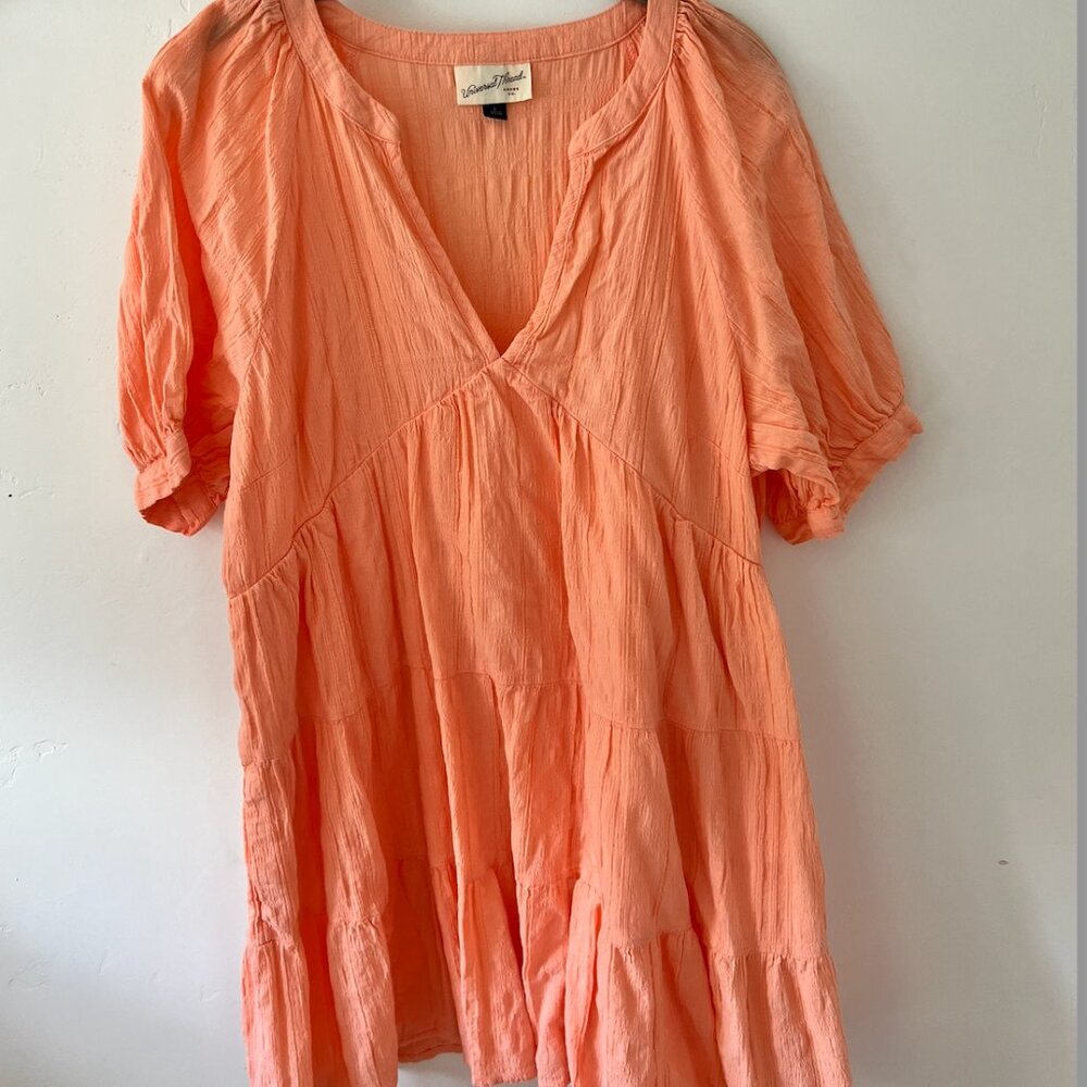 Peach Coral Universal Thread Tiered Mini Dress, Size Large